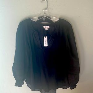 BNWT size Large Velvet Brand black blouse